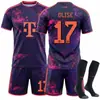 2627 playera de fútbol, número 10 Musiala, número 9 Kane, uniforme de visitante del Bayern de Múnich, conjunto de playeras número 17 Ollis
