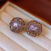 Pendientes de Perla Corazón con Aguja de Plata Chapada en Oro Real, Pendientes Retro de Nicho Estilo Antiguo, Pendientes de Temperamento de Moda para Mujer Venta al por Mayor