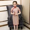 Vestido Cheongsam de Algodón y Lino a Cuadros para Niñas Verano 2026 Nuevo Estilo Chino para Niñas Pequeñas y Niños Mayores Vestido Retro