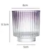 Copo de Vidro para Vela de Parede Grossa de Camada Dupla Fundo Espesso Suporte para Vela de Aromaterapia Estilo Europeu Friso Vertical Copo de Vidro para Vela de Parede Grossa Copo de Vidro para Vela com Fundo Curvo