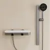 Juego de ducha simple para baño del hogar, rociador sin mango, presurizado, desmontable, juego de ducha minimalista estilo crema, juego completo
