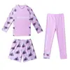 Novo Maiô Infantil Meninos Meninas Manga Longa Calça Longa Conjunto de Três Peças Proteção Solar Secagem Rápida Crianças Pequenas e Médias Roupa de Banho Quente