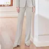 Moda Nueva Primavera y Otoño Pantalones Profesionales Verdes Caña para Mujer de un Botón, Corte Ajustado, Elegante Traje de Oficina Ropa de Trabajo