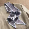 Bufanda Larga Diagonal de Seda con Borde de Perlas Artificiales Atmosféricas para Mujer, Nuevo Modelo 2026, Cinta Larga de Cuello de Lujo, Pañuelo Pequeño Delgado