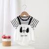 Mameluco de verano para bebé, chaqueta de algodón fino de manga corta, ropa de verano para bebés y niños, ropa para gatear para niños y niñas, ropa para salir para bebé