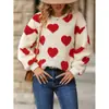 Nuevo Sudadera con Estampado de Corazones de Felpa para Otoño/Invierno, Holgada, Manga Larga, para Mujer, Chaqueta Casual Versátil con Cuello Redondo