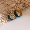 Pendientes de aro redondos con lunares y efecto de goteo de aceite estilo coreano ins, pendientes retro de alta gama de moda con un diseño único para mujer