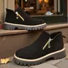 Nuevas Botas Martin de Invierno/Otoño 2025 para Mujer, Punta Redonda, Cremallera Lateral, Tacón Grueso, Talla Grande, Comercio Exterior Transfronterizo, Botines