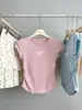 Camiseta Ruched de Estilo Coreano Ins Dulce y Picante que Ceñe la Cintura para Mujer, Verano 2026, Top de Manga Corta Ajustado con Estampado de Lazo