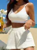 Fábrica Fuente Corea del Sur Dongdaemun Verano 24 Nuevo Color Sólido Material de Toalla Camisola Chaleco con Cintura Suelta Pantalones Cortos Traje de Baño