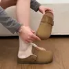 Chinelos Birkenstock Retro de Solado Grosso Fechados Femininos 2026 Outono Novo Aumentadores de Altura Slip-on Pessoa Preguiçosa Mulas Planas para Exterior