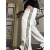 Pantalones de Chándal Pesados Estilo Retro Americano Pantalones de Pierna Ancha para Hombre de Moda High Street Pantalones Deportivos de Rayas Camuflaje Pantalones Casuales Rectos Sueltos