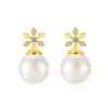 Pendientes de Perla Imitación Flor Zirconia Frescos Compactos Otoño Invierno Suaves Dulces Simples de Nicho Elegantes Pendientes Venta al por Mayor