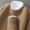 Suéter 100% Lã Pura Novo Outono e Inverno Masculino Espessado Quente Gola Redonda Solto Casual Camisa Base Tricotada em Cashmere