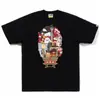 2026 Nova Marca Transfronteiriça Tendência Estilo Japonês Cabeça de Macaco Bape Camuflagem de Tubarão Manga Curta Pesada Camiseta Solta