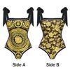 Traje de Baño Europeo y Americano Nuevo de Doble Cara Estampado Retro de una Pieza Estilo Caliente Transfronterizo 2389