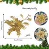 Flores Artificiais Transfronteiriças da Amazon Flores com Pó Dourado Decoração de Cena de Natal Decoração de Natal de Feriado Flores de Natal