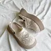 Sandalias de Media Puntera con Suela Gruesa para Mujer Dos Usos Verano 2024 Nuevo Estilo Caliente Malla Calada con Falda Sandalias de Trabajo