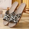 Pantuflas de Interior para Pareja Nueva Hogar Piso de Madera Cuatro Estaciones Lino Hogar Antideslizantes Hombre y Mujer Suela Gruesa Venta al Mayoreo