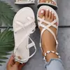 Sapatos Femininos de Sandália Leve com Solado Macio, Cobertura para os Dedos, Fivela Plana, Combinação de Tiras Finas, Novo Comércio Exterior de Verão 2026