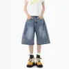 Shorts vaqueros casuales rectos de estilo retro americano, nuevo estilo de verano, finos, holgados, talla grande, jeans de pierna ancha adelgazantes
