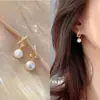 Nuevos Pendientes de Plata S925 con Aguja Coreana Dongdaemun Diseño de Nicho Pendientes de Perla de Diamante Retorcido Simples Versátiles para Mujeres