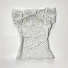 Top Regata Vintage Y2K Doce e Picante Desejo Puro Moda Retro Americana Novo Estilo Estilo Ins Top com Amarração de Bolinhas e Alça de Laço