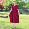 Vestido de Algodón y Seda Estilo Nuevo 2026 para Mujeres de Mediana Edad y Mayores, Ropa de Exterior de Moda de Verano, Vestido Floral Talla Grande para Mamás