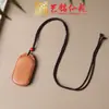 Colar de Madeira de Jujuba com Inscrição Esculpida, Pingente Liso para Corrente de Suéter, Acessório Cultural de Madeira Yiming Xianyuan