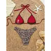 Traje de baño bikini transfronterizo AliExpress 2026 nuevo estampado de leopardo europeo y americano con cordones traje de baño sexy para mujer