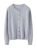 Novo Cardigan de Malha Cashmere Gola Redonda Outono/Inverno 2025 Manga Longa Cor Lisa Solto Versátil Suéter de Cashmere para Mulheres