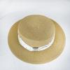 Moda de Verano Sombrero de Paja Francés Lunares Cordones Sombrero de Copa Plana Estilo Británico Fresco Sombrero Protector Solar