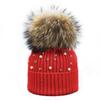 Chapéu de lã pérola outono e inverno chapéu de ondulação quente senhoras coreanas pele de guaxinim bola chapéu de malha gorro transfronteiriço