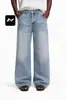 Calça jeans flare azul vintage para homens e mulheres, estilo high street, lavada com efeito bigodes de gato, moderna, emagrecedora e casual
