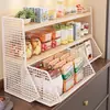Estante de Almacenamiento de Escritorio, Estilo Deslizante, Estante de Almacenamiento de Encimera de Cocina Estilo Vintage, Gabinete de Almacenamiento de Bocadillos, Portavasos de Agua, Superventas Transfronterizo