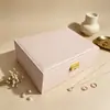 Exclusivo do eBay: Caixa de joias de luxo, caixa de embalagem de joias de camada dupla, organizador de mesa de grande capacidade para colares de pérolas, presilhas de cabelo e pulseiras