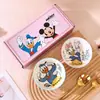Disney Mickey Tazón de Arroz Cerámico con Raya Vertical 4.5 pulgadas Juego de Tazones Apto para Microondas Tazón Pequeño Bajo Esmalte Caja de Regalo