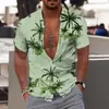 2024 Nueva Camisa de Manga Corta Estilo Hawái para Comercio Exterior con Estampado Digital 3D para Hombre Casual Talla Grande Camisa de Playa