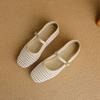 Estilo Francês Bonitos e Não Cansativos Sapatos Pequenos Femininos Rasteirinhas Solado Macio Respiráveis Vazados Mary Jane Sapatos Femininos Sandálias de Malha Confortáveis