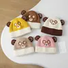 Nuevo gorro de punto cálido de invierno para niños, gorro de punto infantil, estilo coreano ins, lindo gorro de punto de oso de dibujos animados