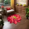 Alfombra de Dormitorio con Forma Especial de Loto Estéreo 3D Felpudo de Baño Terciopelo de Cristal Alfombrilla Absorbente Antideslizante para Lavabo de Baño