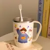 Um Conjunto de Quatro Copos de Enxaguante Bucal para Uso Doméstico 304 Fofo de Aço Inoxidável Infantil de Aparência Elegante para Casal Escovar os Dentes e Lavar Desenho Animado Ins