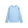 Camiseta base de manga larga de color liso, cuello redondo, corte holgado, unisex, 220g, algodón puro de Xinjiang peinado, a la moda, para hombre