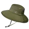 Chapéu de Sol de Verão Respirável Masculino para Pesca ao Ar Livre Montanhismo Proteção Solar Aba Larga Seda Gelo Proteção UV Chapéu de Pescador