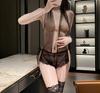 Lencería Sexy, Atuendo Sexy Transparente, Mono de Encaje Tentación, Cita Nocturna de Chica, Deseo Puro, Espalda Descubierta, No Necesita Quitarse, Pasión