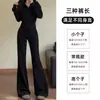 Calça casual estilo americano slim-fit forrada com fleece para o outono, com caimento elegante, adequada para o trabalho, yoga e esportes, com perna levemente flare.