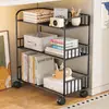 Estante móvel, cesto de armazenamento sob a mesa, solução de armazenamento doméstico para mesas, carrinho com rodas, organizador de estante