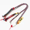 Cuerda de Collar de Cinco Vías Dios de la Riqueza de Algodón Enrollada a Mano de Xizang Cuentas Dzi Pintadas a Mano Thangka Dios de la Riqueza de Cinco Vías Cuerda Trenzada Cadena de Suéter Retro