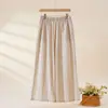 Venta al por mayor Envío directo Primavera Verano Algodón Lino Ropa de casa para mujer Cintura elástica Pierna ancha Pantalones cortos Casual Cómodo Pijama para el hogar
