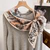 Bufanda Larga de Imitación Seda y Lana de Doble Cara y Doble Capa con Borde Biselado para Mujer, Primavera, Otoño e Invierno, con Correa Ancha, Bufanda Versátil